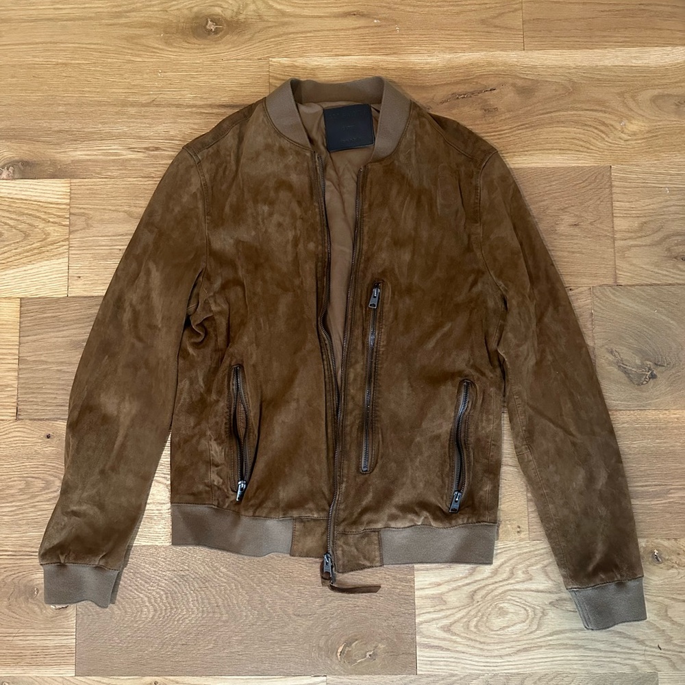 All Saints suede bomber jacket